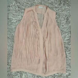 New York & Company Soft Pink Pleated Blouse